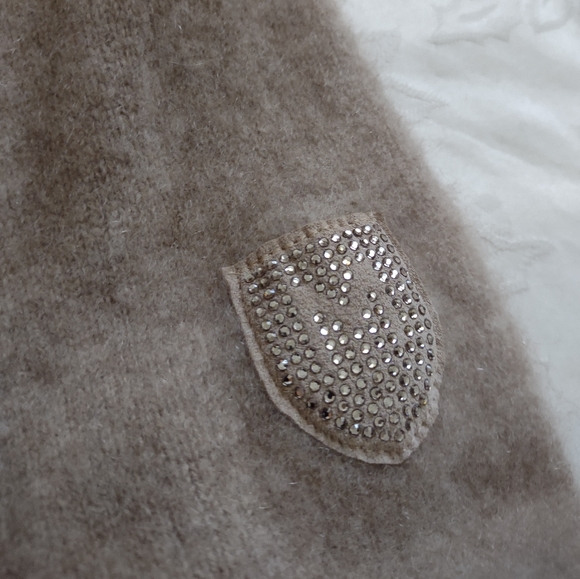 M. Miller luxury cashmere Made in Nepal crystals cardigan hoodie front zipper - Picture 3 of 12